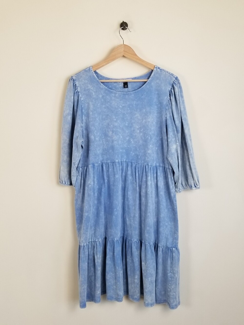 Vylette 3/4 Sleeve Tye Dye Tiered Cotton Dress 2X